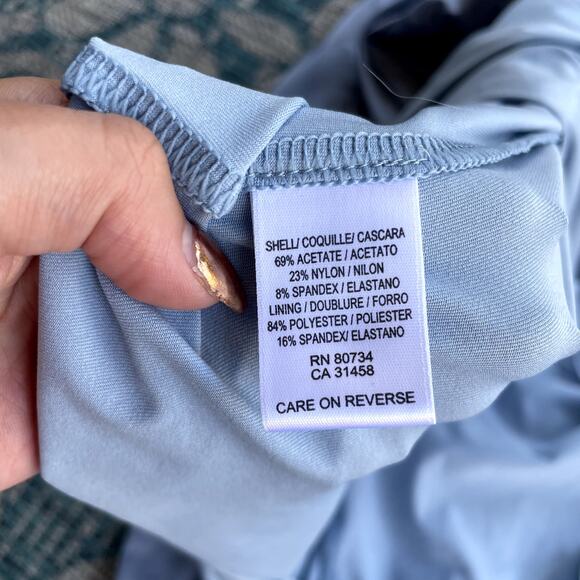 BCBGMAXAZRIA Grecian Pleated Twist Blue Gray Maxi Gown Dress - Size XS - Picture 7 of 8